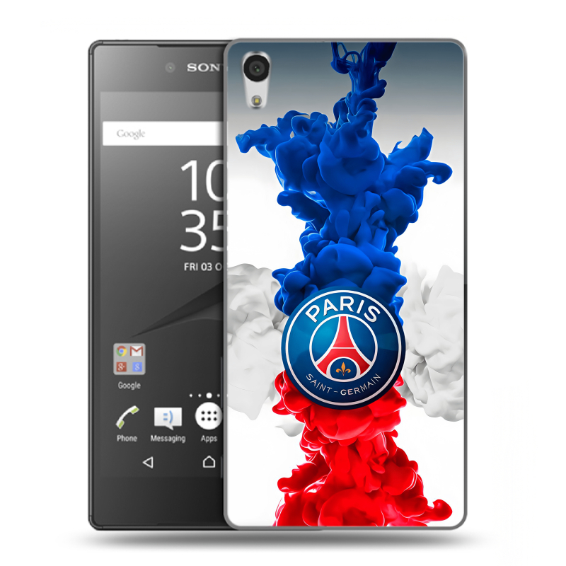 Пластиковый чехол на Sony Xperia Z5 Premium с принтом PSG ПСЖ Пластиковый чехол на Sony Xperia Z5 Premium с принтом PSG ПСЖ
