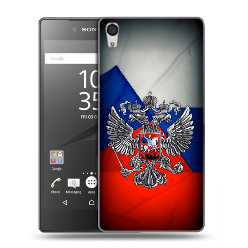 Силиконовый чехол на Sony Xperia Z5 Premium с принтом Флаг России Силиконовый чехол на Sony Xperia Z5 Premium с принтом Флаг России