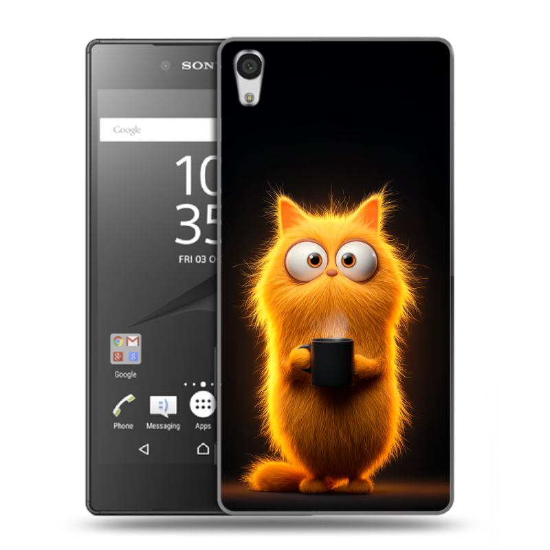 Силиконовый чехол на Sony Xperia Z5 Premium с принтом Смешной кот Силиконовый чехол на Sony Xperia Z5 Premium с принтом Смешной кот