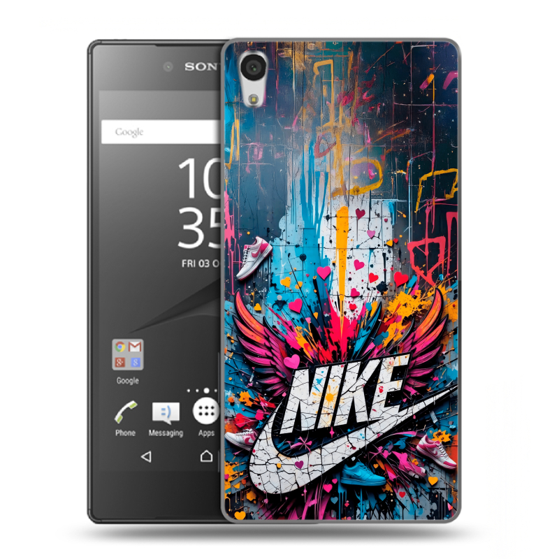 Пластиковый чехол на Sony Xperia Z5 Premium с принтом Nike Найк Пластиковый чехол на Sony Xperia Z5 Premium с принтом Nike Найк