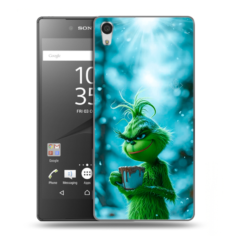 Пластиковый чехол на Sony Xperia Z5 Premium с принтом Новый год гринч Пластиковый чехол на Sony Xperia Z5 Premium с принтом Новый год гринч