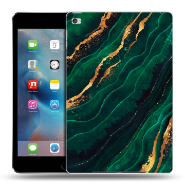 Пластиковый чехол на планшета Ipad Mini 4 с принтом Мрамор зеленое золото