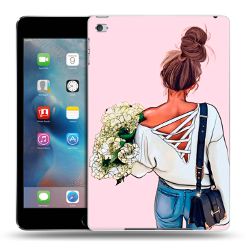 Пластиковый чехол на планшета Ipad Mini 4 с принтом Девушка и букет