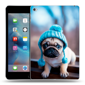Пластиковый чехол на Ipad Mini 4 с принтом Мопс в шапке Пластиковый чехол на Ipad Mini 4 с принтом Мопс в шапке