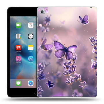Пластиковый чехол на Ipad Mini 4 с принтом бабочки и лаванда Пластиковый чехол на Ipad Mini 4 с принтом бабочки и лаванда