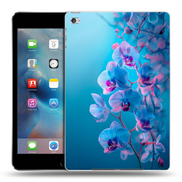 Пластиковый чехол на Ipad Mini 4 с принтом голубые орхидеи Пластиковый чехол на Ipad Mini 4 с принтом голубые орхидеи