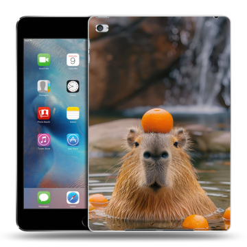 Пластиковый чехол на Ipad Mini 4 с принтом Капибара с апельсином
