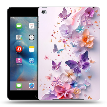 Пластиковый чехол на Ipad Mini 4 с принтом цветы бабочки