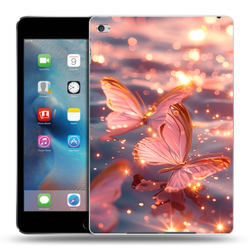 Пластиковый чехол на Ipad Mini 4 с принтом бабочки розовые Пластиковый чехол на Ipad Mini 4 с принтом бабочки розовые