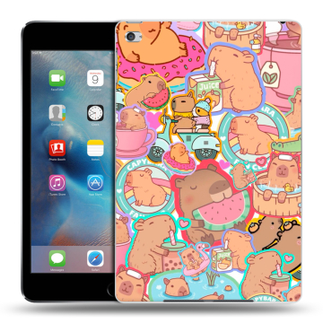 Пластиковый чехол на Ipad Mini 4 с принтом капибары Пластиковый чехол на Ipad Mini 4 с принтом капибары