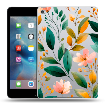 Пластиковый чехол на Ipad Mini 4 с принтом Цветы паттерн