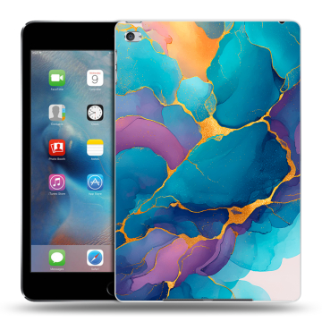 Пластиковый чехол на Ipad Mini 4 с принтом Мрамор блестки