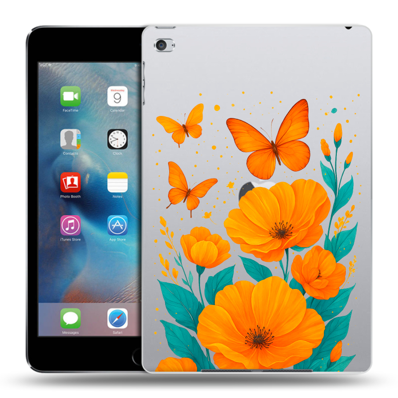 Пластиковый чехол на Ipad Mini 4 с принтом цветы бабочки Пластиковый чехол на Ipad Mini 4 с принтом цветы бабочки