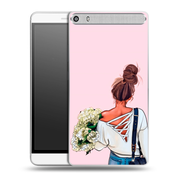 Пластиковый чехол на Lenovo Phab Plus с принтом Девушка и букет Пластиковый чехол на Lenovo Phab Plus с принтом Девушка и букет
