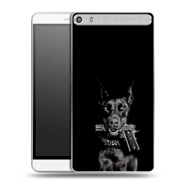 Пластиковый чехол на Lenovo Phab Plus с принтом Доберман и пистолет Пластиковый чехол на Lenovo Phab Plus с принтом Доберман и пистолет