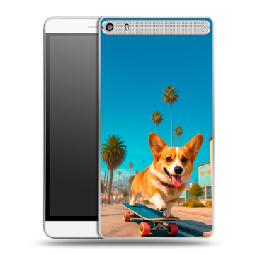 Пластиковый чехол на Lenovo Phab Plus с принтом Корги на скейте Пластиковый чехол на Lenovo Phab Plus с принтом Корги на скейте
