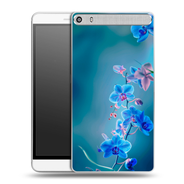 Пластиковый чехол на Lenovo Phab Plus с принтом Голубые цветы Пластиковый чехол на Lenovo Phab Plus с принтом Голубые цветы