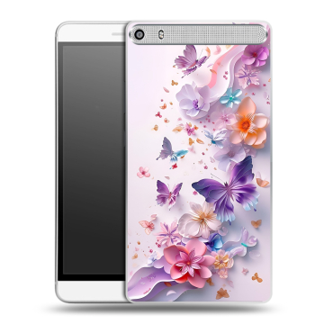 Пластиковый чехол на Lenovo Phab Plus с принтом цветы бабочки Пластиковый чехол на Lenovo Phab Plus с принтом цветы бабочки