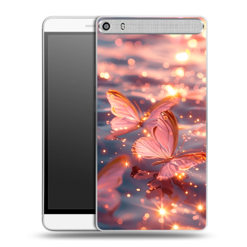 Пластиковый чехол на Lenovo Phab Plus с принтом бабочки розовые Пластиковый чехол на Lenovo Phab Plus с принтом бабочки розовые