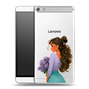 Пластиковый чехол на Lenovo Phab Plus с принтом девушка цветы Пластиковый чехол на Lenovo Phab Plus с принтом девушка цветы