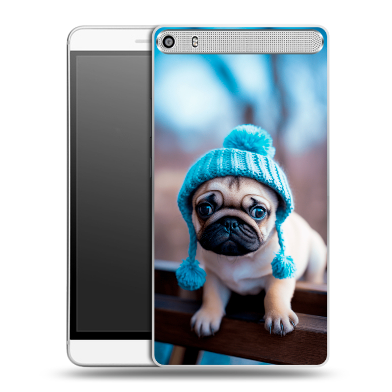 Пластиковый чехол на Lenovo Phab Plus с принтом Мопс в шапке Пластиковый чехол на Lenovo Phab Plus с принтом Мопс в шапке
