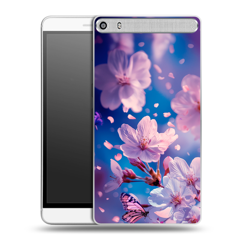 Пластиковый чехол на Lenovo Phab Plus с принтом цветы бабочки Пластиковый чехол на Lenovo Phab Plus с принтом цветы бабочки