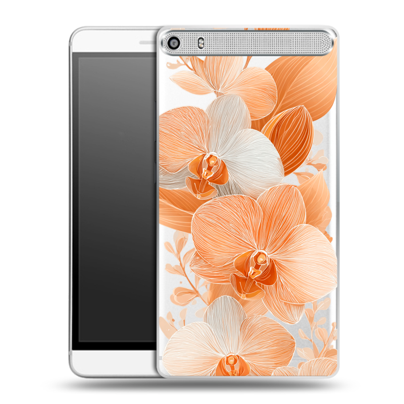 Пластиковый чехол на Lenovo Phab Plus с принтом Бежевые цветы Пластиковый чехол на Lenovo Phab Plus с принтом Бежевые цветы