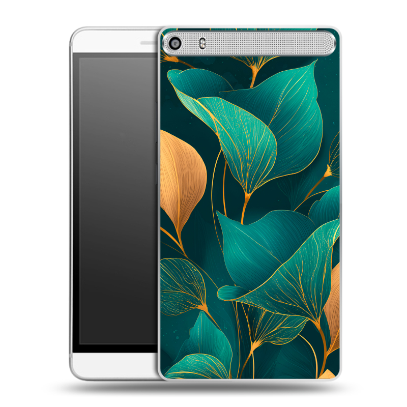Пластиковый чехол на Lenovo Phab Plus с принтом Листья и золото Пластиковый чехол на Lenovo Phab Plus с принтом Листья и золото