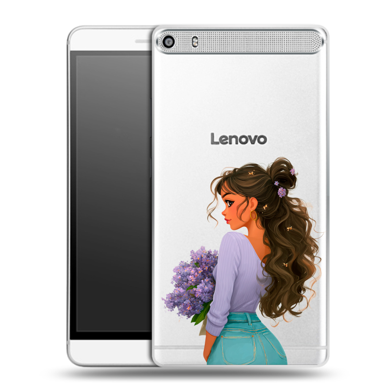 Пластиковый чехол на Lenovo Phab Plus с принтом девушка цветы Пластиковый чехол на Lenovo Phab Plus с принтом девушка цветы