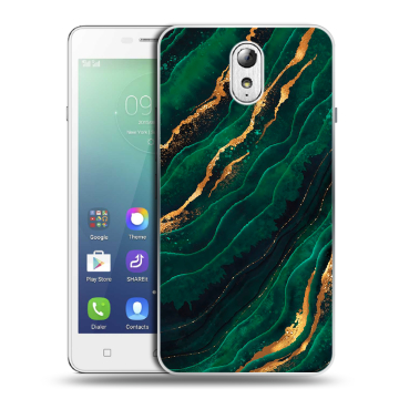 Силиконовый чехол на Lenovo Vibe P1m с принтом Мрамор зеленое золото