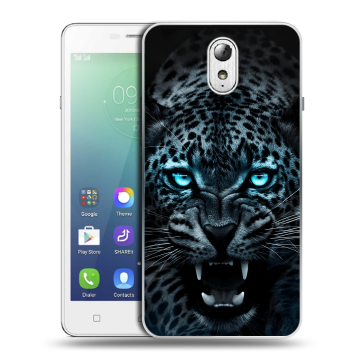 Силиконовый чехол на Lenovo Vibe P1m с принтом Темный леопард