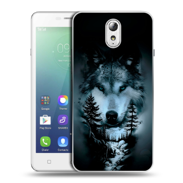 Силиконовый чехол на Lenovo Vibe P1m с принтом Лесной волк
