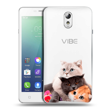 Силиконовый чехол на Lenovo Vibe P1m с принтом Кошки