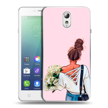 Силиконовый чехол на Lenovo Vibe P1m с принтом Девушка и букет