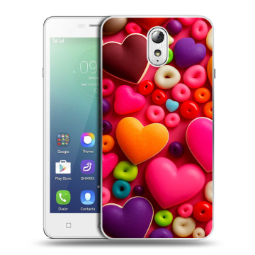 Силиконовый чехол на Lenovo Vibe P1m с принтом Сердечки