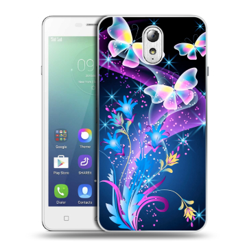 Силиконовый чехол на Lenovo Vibe P1m с принтом Бабочки Силиконовый чехол на Lenovo Vibe P1m с принтом Бабочки