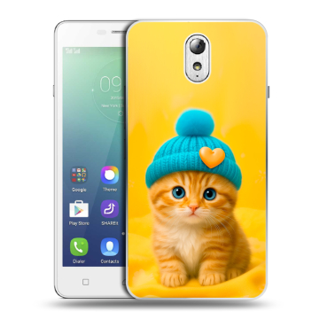 Силиконовый чехол на Lenovo Vibe P1m с принтом Котенок в шапке