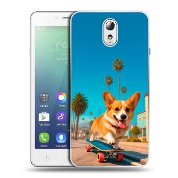 Силиконовый чехол на Lenovo Vibe P1m с принтом Корги на скейте Силиконовый чехол на Lenovo Vibe P1m с принтом Корги на скейте