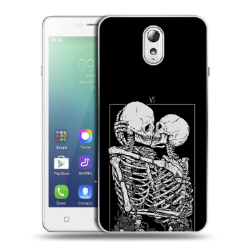 Силиконовый чехол на Lenovo Vibe P1m с принтом Поцелуй скелетов Силиконовый чехол на Lenovo Vibe P1m с принтом Поцелуй скелетов