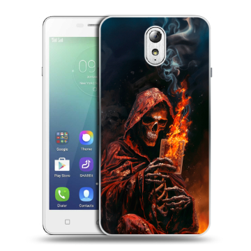 Силиконовый чехол на Lenovo Vibe P1m с принтом Скелет и карты
