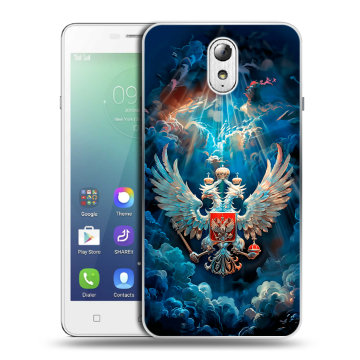 Силиконовый чехол на Lenovo Vibe P1m с принтом Герб флаг России