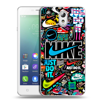 Силиконовый чехол на Lenovo Vibe P1m с принтом найк nike черный