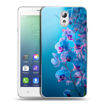 Силиконовый чехол на Lenovo Vibe P1m с принтом голубые орхидеи