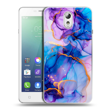 Силиконовый чехол на Lenovo Vibe P1m с принтом синий мрамор Силиконовый чехол на Lenovo Vibe P1m с принтом синий мрамор