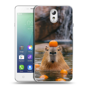Силиконовый чехол на Lenovo Vibe P1m с принтом Капибара с апельсином