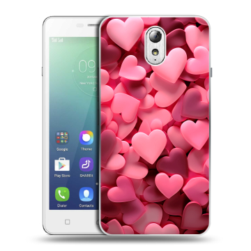 Силиконовый чехол на Lenovo Vibe P1m с принтом розовые сердечки Силиконовый чехол на Lenovo Vibe P1m с принтом розовые сердечки