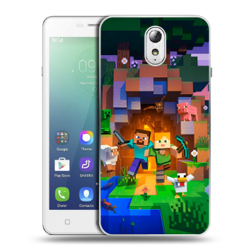 Силиконовый чехол на Lenovo Vibe P1m с принтом Майнкрафт Minecraft