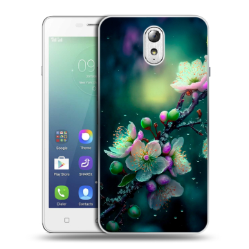 Силиконовый чехол на Lenovo Vibe P1m с принтом Цветы и мрамор