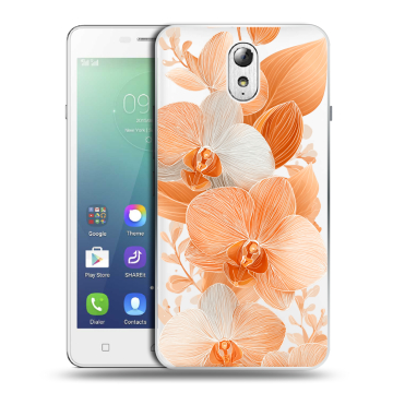Силиконовый чехол на Lenovo Vibe P1m с принтом Бежевые цветы