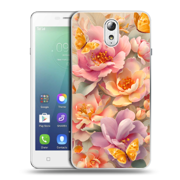 Силиконовый чехол на Lenovo Vibe P1m с принтом Цветы и бабочки